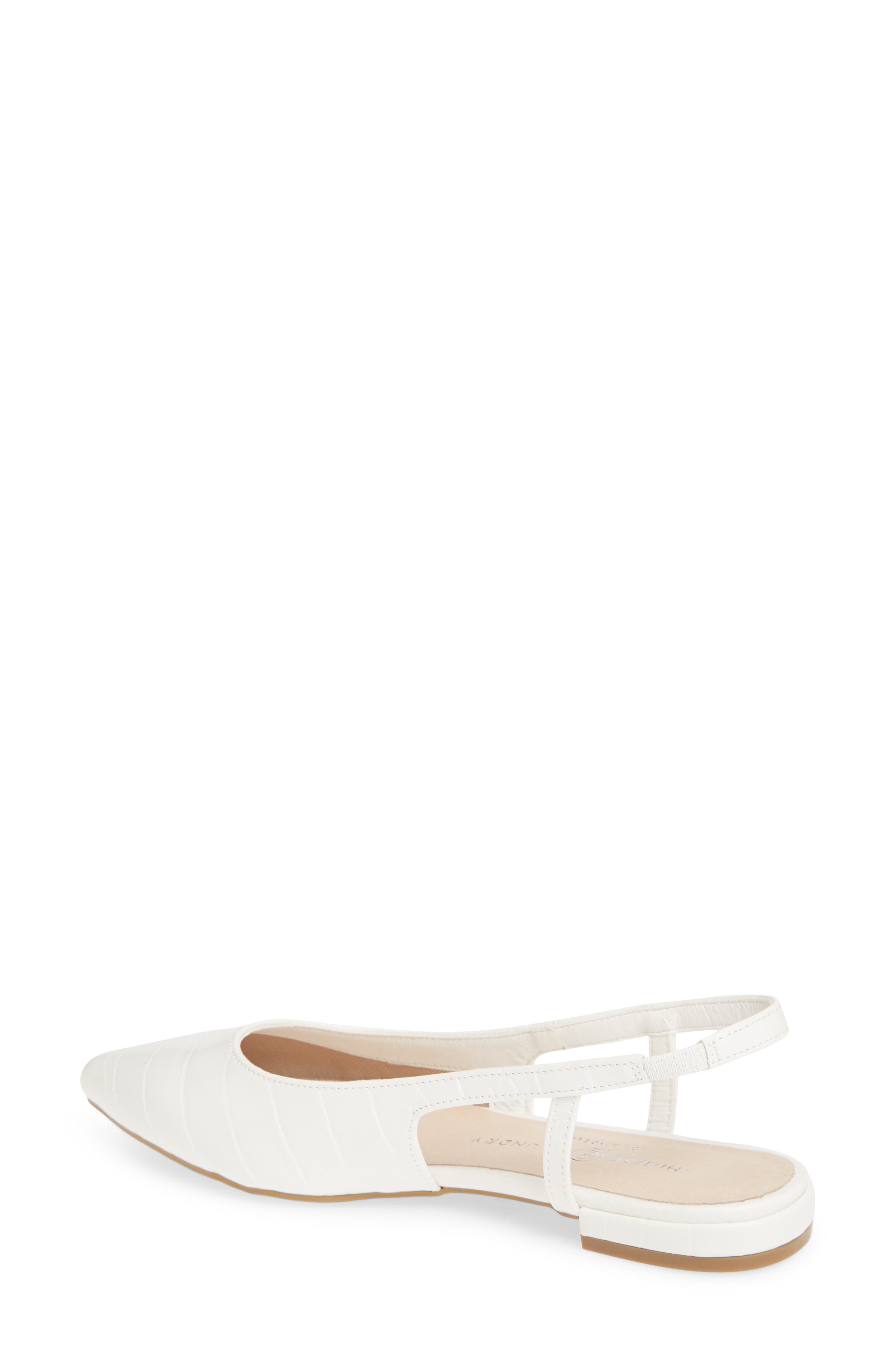Glow Slingback Flat, Alternate, color, WHITE FAUX LEATHER