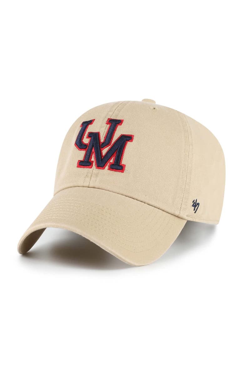 Men's '47 Tan Ole Miss Rebels Vault Clean Up Adjustable Hat, Main, color, Tan