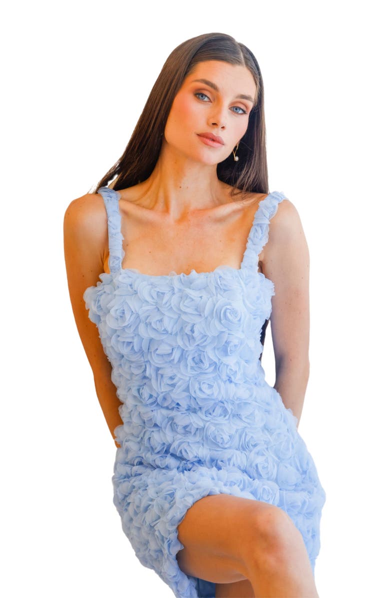 AKALIA Melvina 3D Floral Mini Dress, Alternate, color, Sky Blue