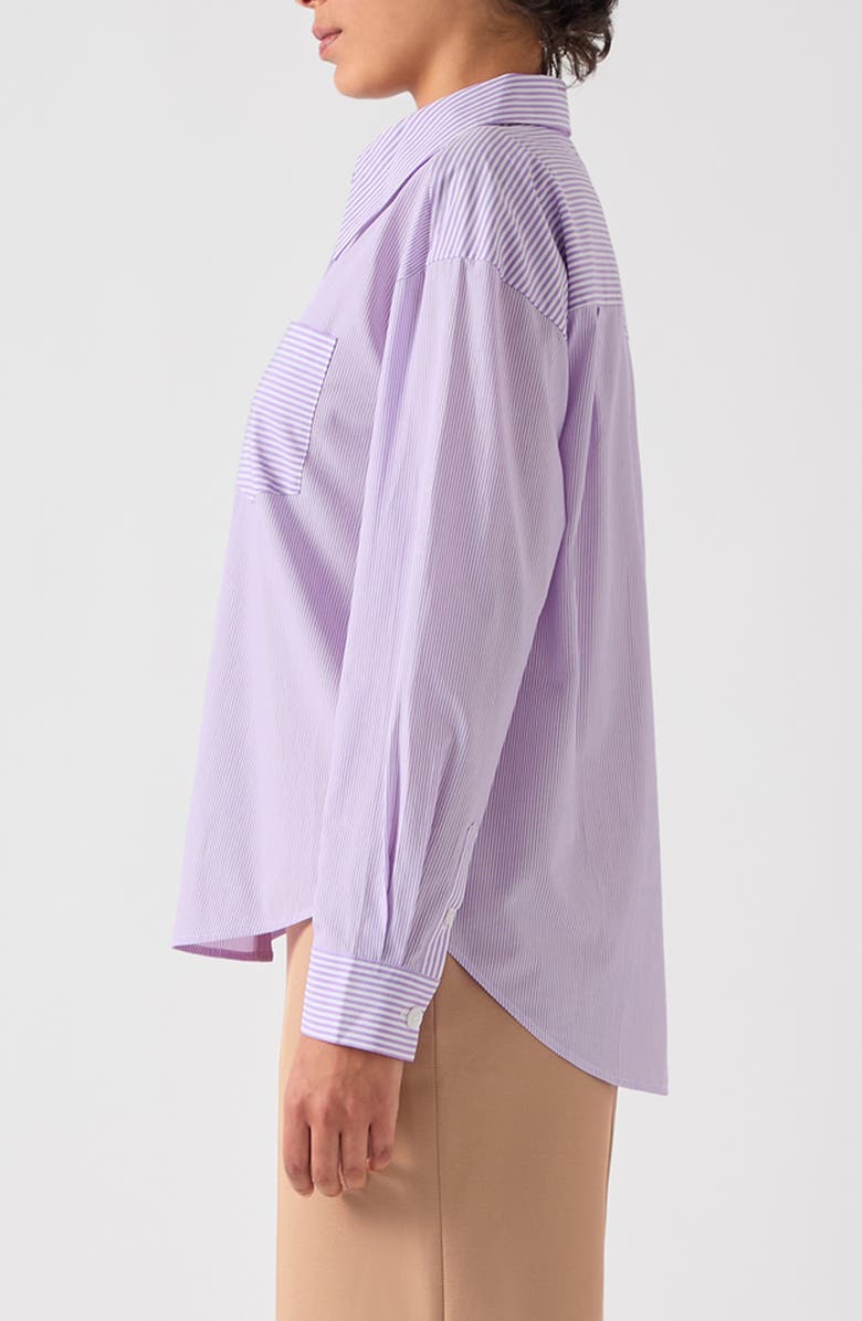 LK Bennett Pip Stripe Corsage Button-Up Shirt, Alternate, color, Purple