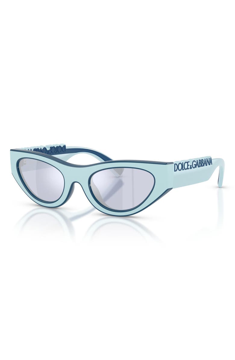 Dolce&Gabbana Kids' 47mm Small Cat Eye Sunglasses, Alternate, color, Azure Rubber/ Blue / Violet