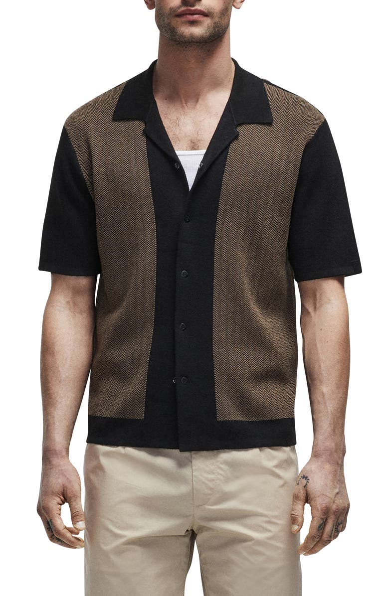 rag & bone Avery Herringbone Knit Snap Front Shirt, Main, color,