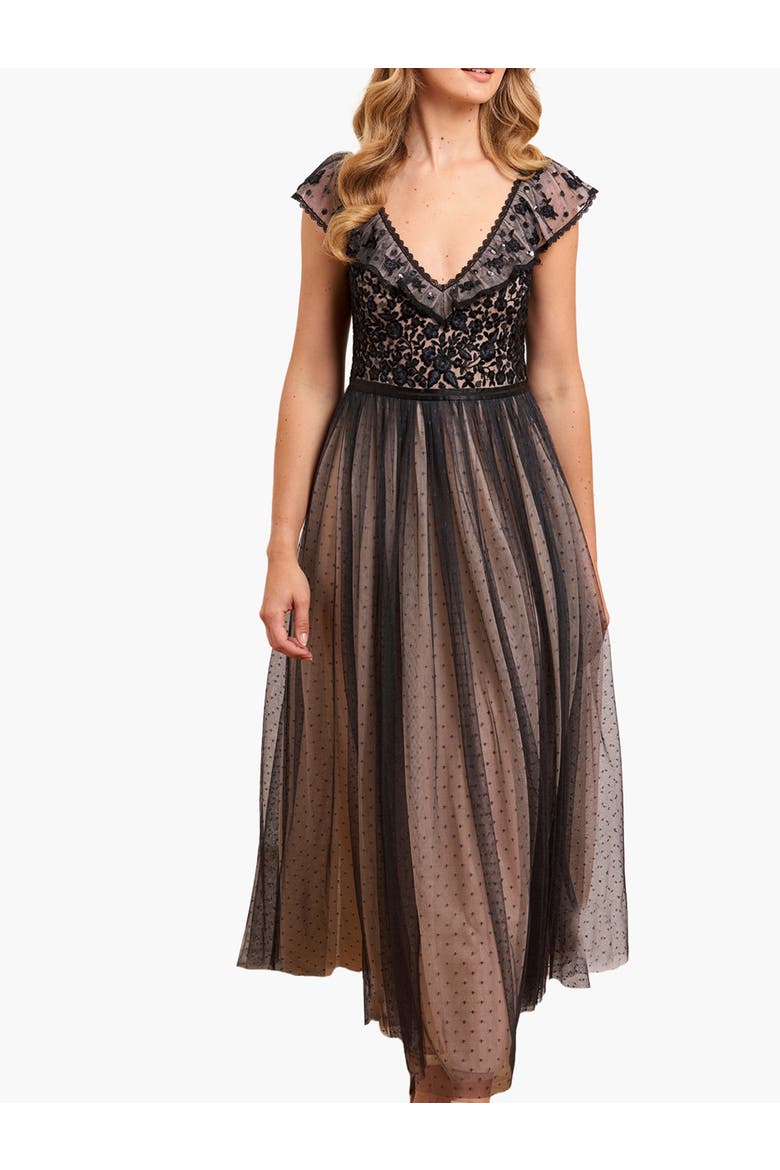 Adeline Bodice Ankle Gown, Main, color, Graphite/Beige
