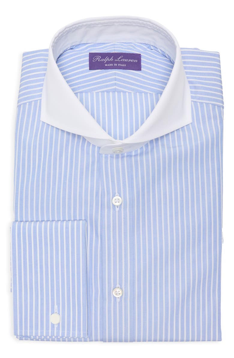 Ralph Lauren Purple Label Stripe End on End Cotton Button-Up Shirt, Alternate, color, Blue