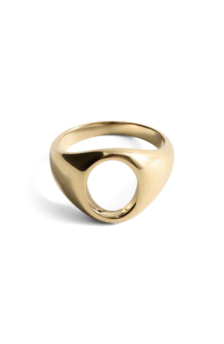 MANGO Cutout Signet Ring, Main, color, Gold