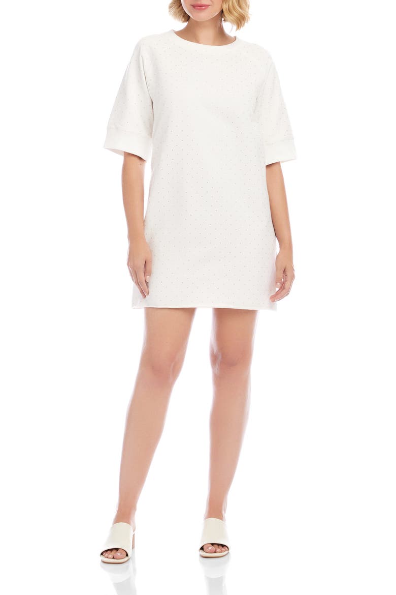 Embellished French Terry Shift Dress, Main, color, OFF WHITE