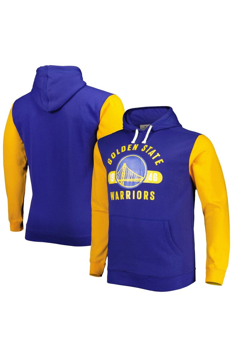 FANATICS Men's Fanatics Branded Royal/Gold Golden State Warriors Big & Tall Bold Attack Pullover Hoodie, Main, color, Royal
