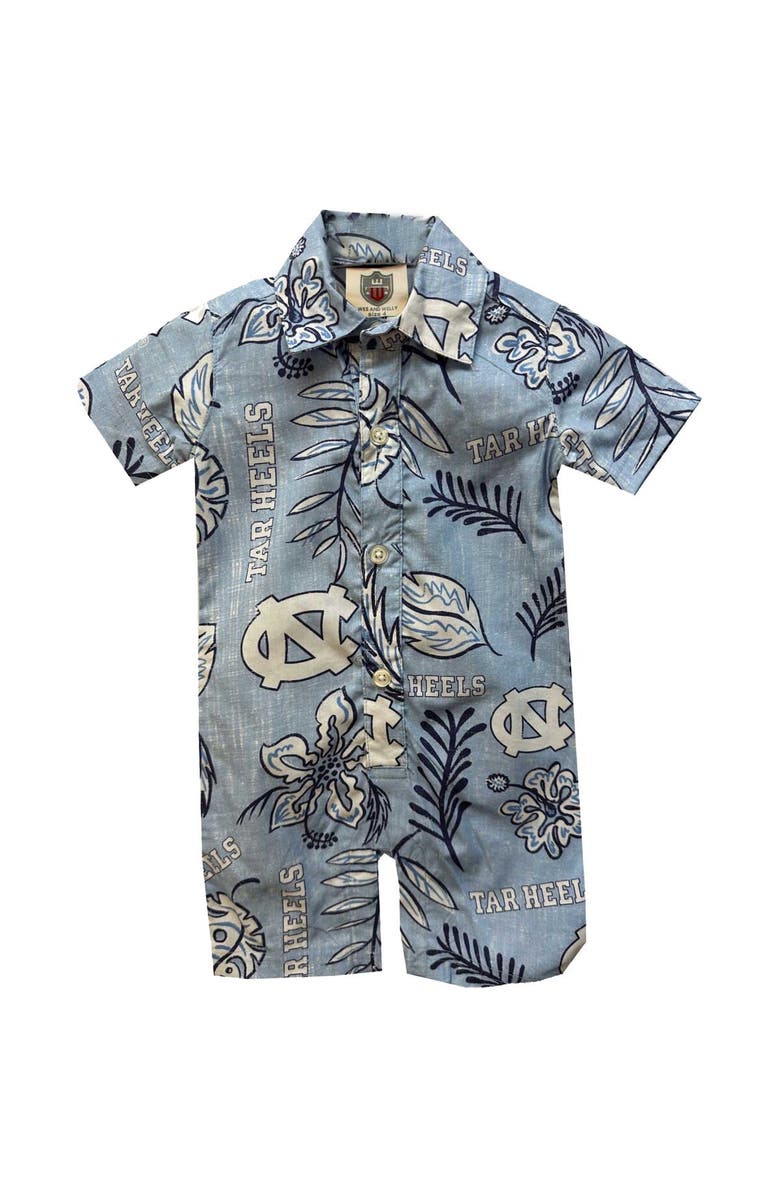 Wes & Willy Infant Wes & Willy Carolina Blue North Carolina Tar Heels Vintage Floral Romper, Alternate, color, 