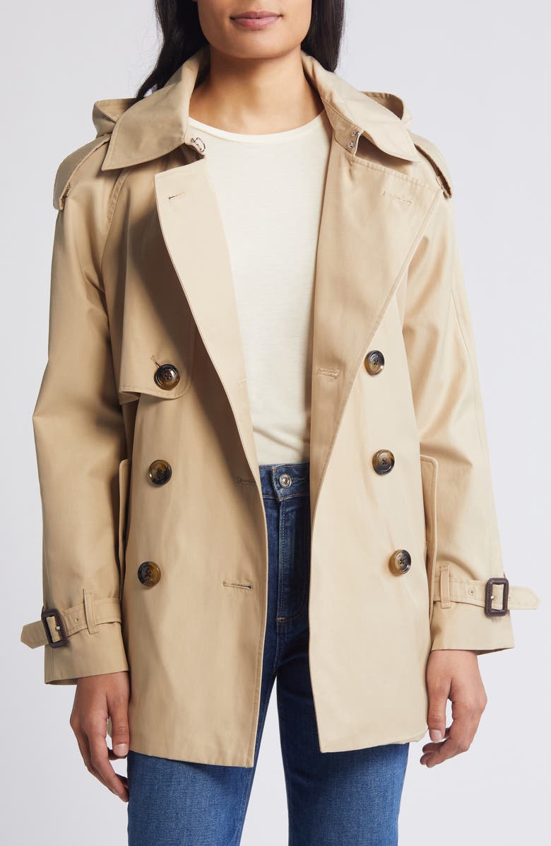 London Fog Double Breasted Belted Water Repellent Raincoat, Alternate, color,