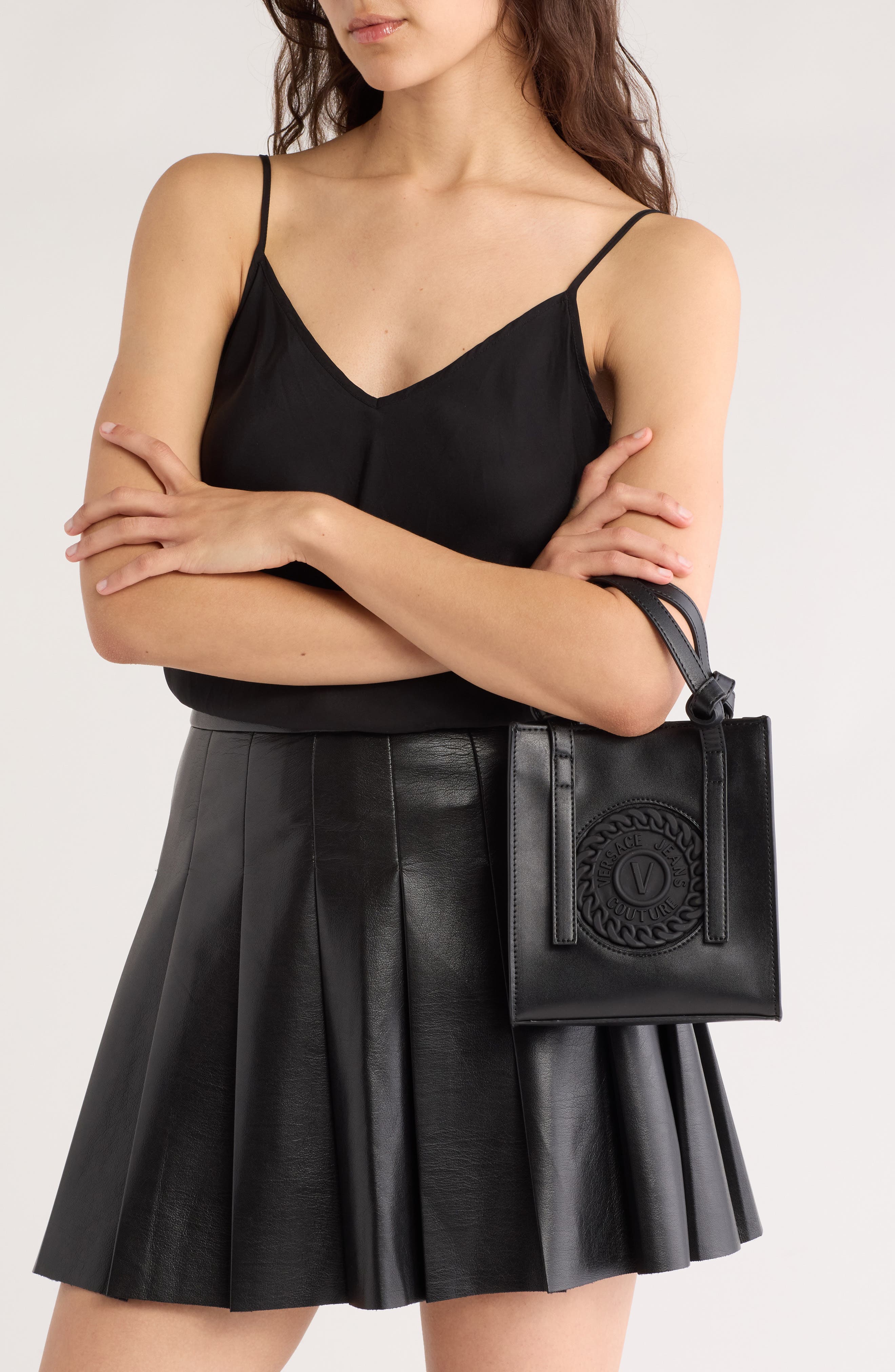 Versace Jeans Range Convertible Top-Handle Bag, Alternate, color, 