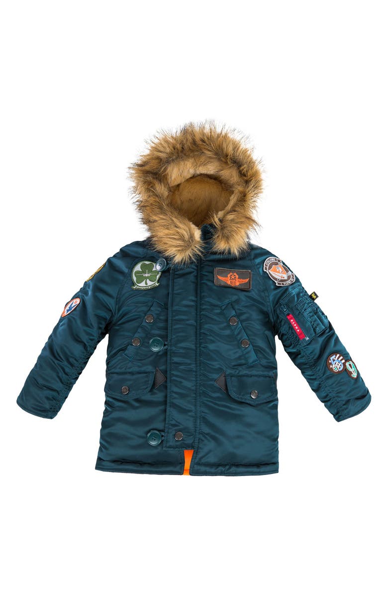 Alpha Industries N-3B Maverick Faux Fur Water Resistant Parka, Main, color,