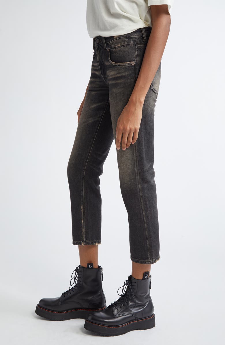 R13 Straight Leg Jeans, Alternate, color, Abbey Black