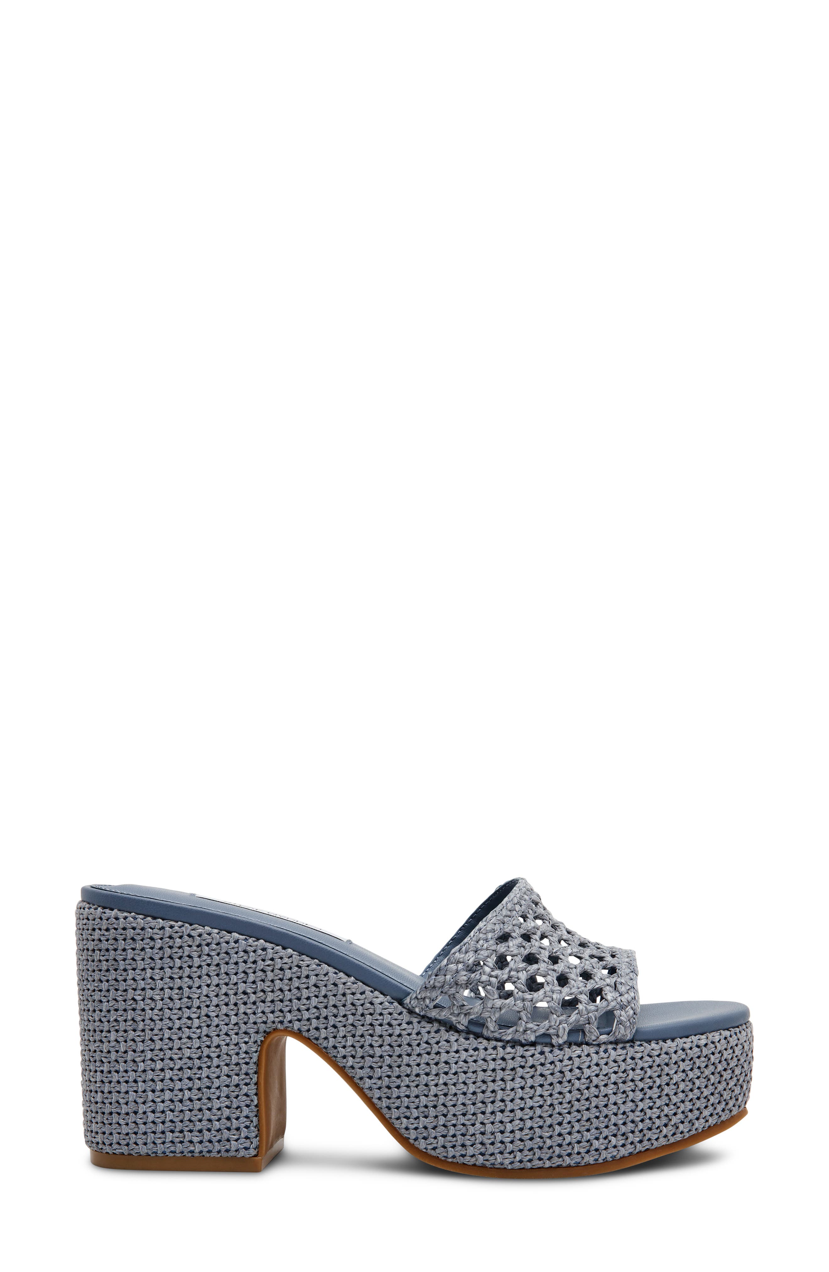 Torch Platform Slide Sandal, Alternate, color, BLUE RAFFIA