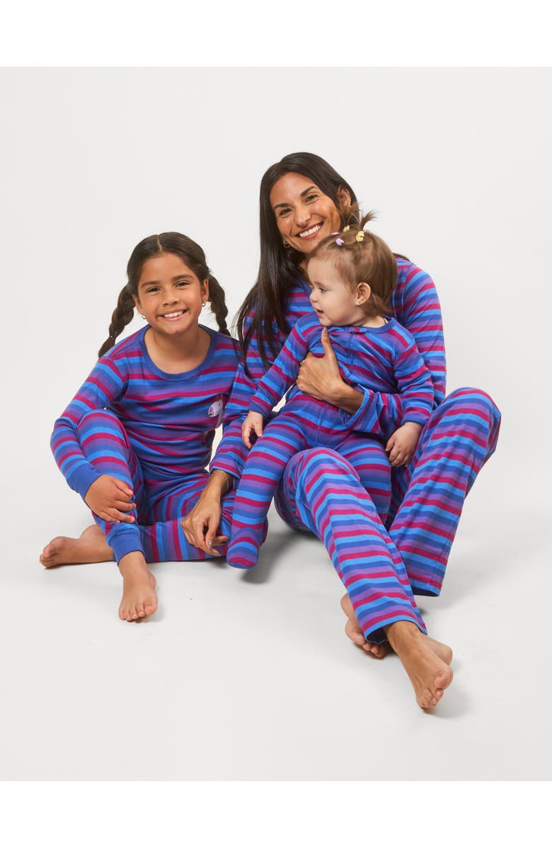 Leveret Footed Striped Cotton Matching Family Pajamas, Alternate, color, Unicorn Stripes