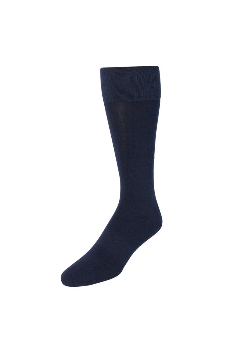Trafalgar Chevalier Solid Over-The-Calf Pima Cotton Socks, Main, color, Navy Blue