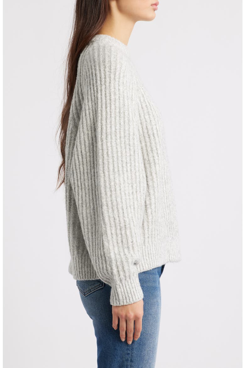 Rib Cotton Blend Sweater, Alternate, color, HTHR DUSK GREY MARL
