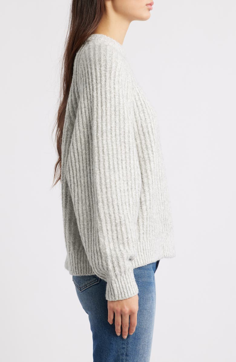 Madewell Rib Cotton Blend Sweater, Alternate, color, Hthr Dusk Grey Marl