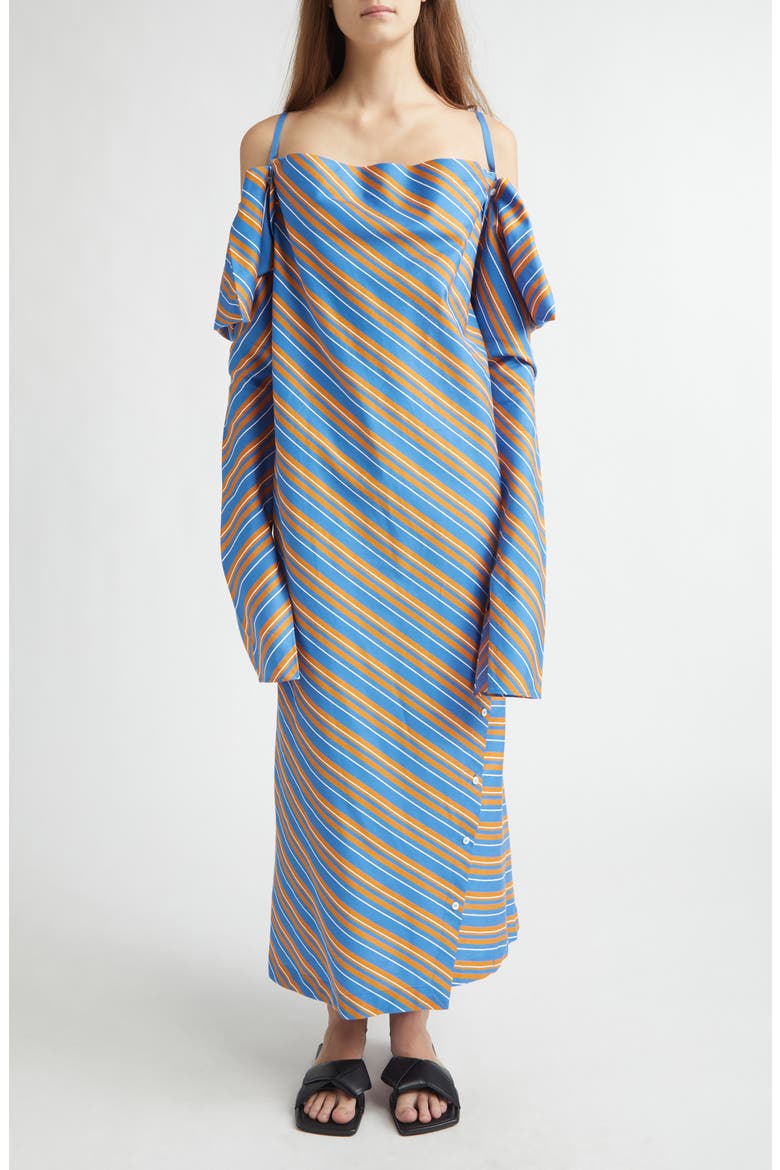 Origami 1 Convertible Long Sleeve Cotton & Silk Dress, Alternate, color, SUNLIGHT STRIPE