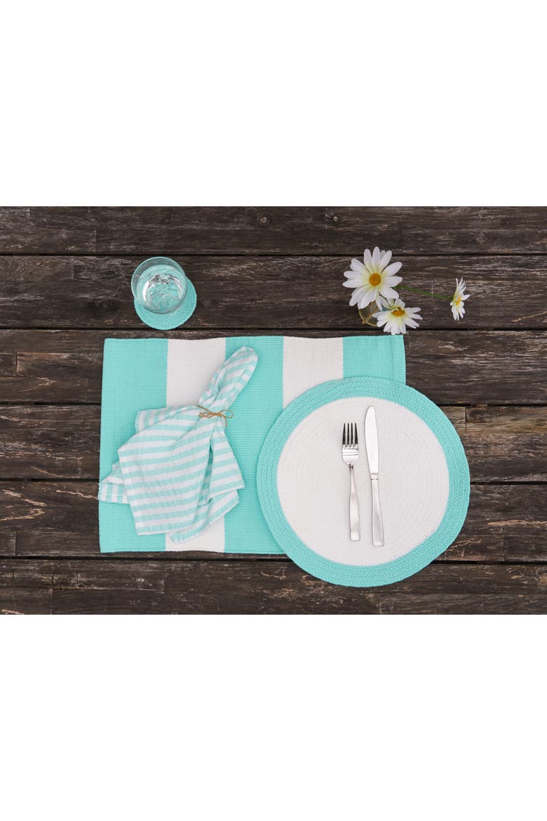 Rim Braided Round Placemat Set of 6 Collection, Alternate, color, Blue