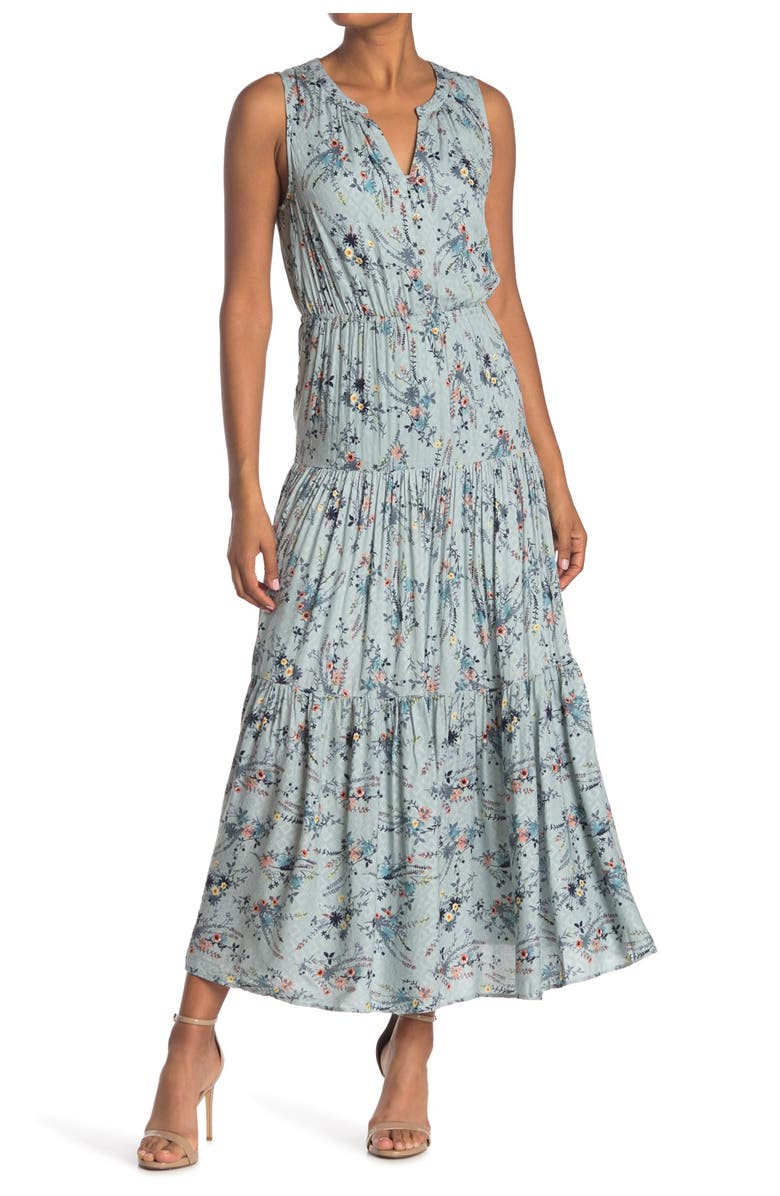DR2 by Daniel Rainn Floral Print Tiered Maxi Dress, Alternate, color, 
