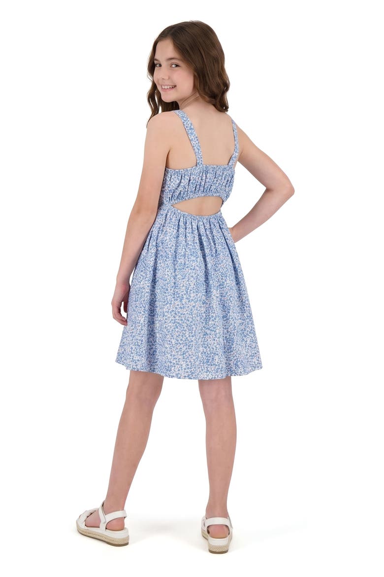 Kids' Cutout Ribbed Dress, Alternate, color, BLUE FLORAL
