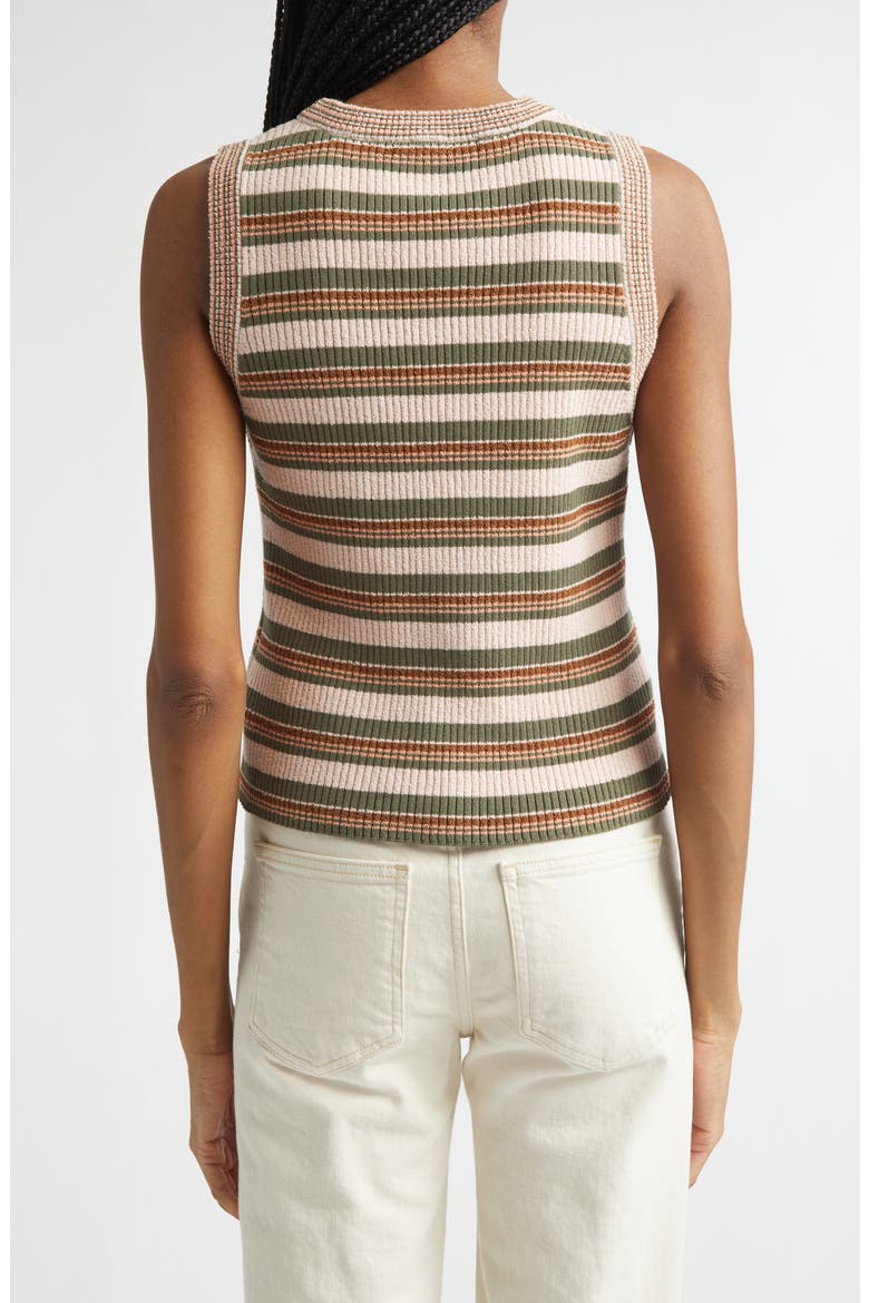 Jerrell Stripe Stretch Cotton Rib Tank Top, Alternate, color, PINK SHELL/ STONE ARMY