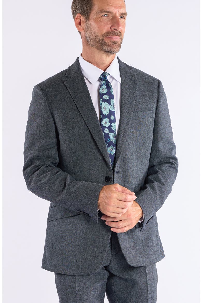 Hoxton Trim Fit Charcoal Notch Lapel Knit Suit, Alternate, color, GREY
