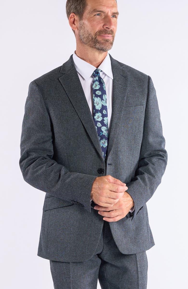 SAVILE ROW CO Hoxton Trim Fit Charcoal Notch Lapel Knit Suit, Alternate, color, Grey