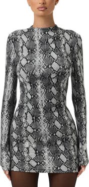 Naked Wardrobe Print Long Sleeve Body-Con Minidress