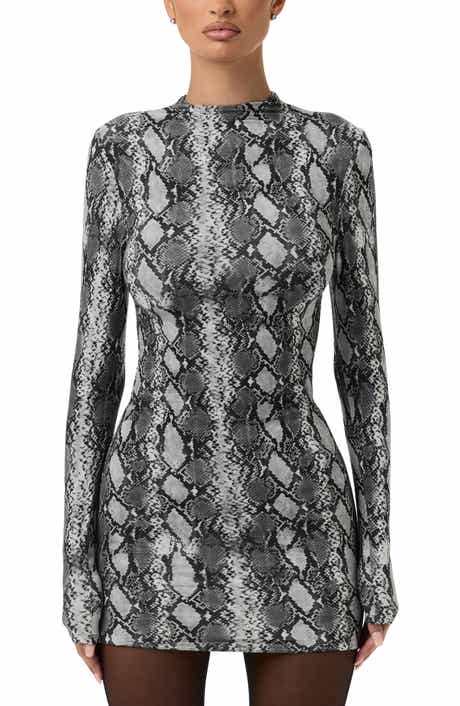 Print Long Sleeve Body-Con Minidress