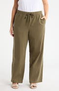 Eileen Fisher Organic Cotton & Organic Linen Straight Leg Drawstring Pants