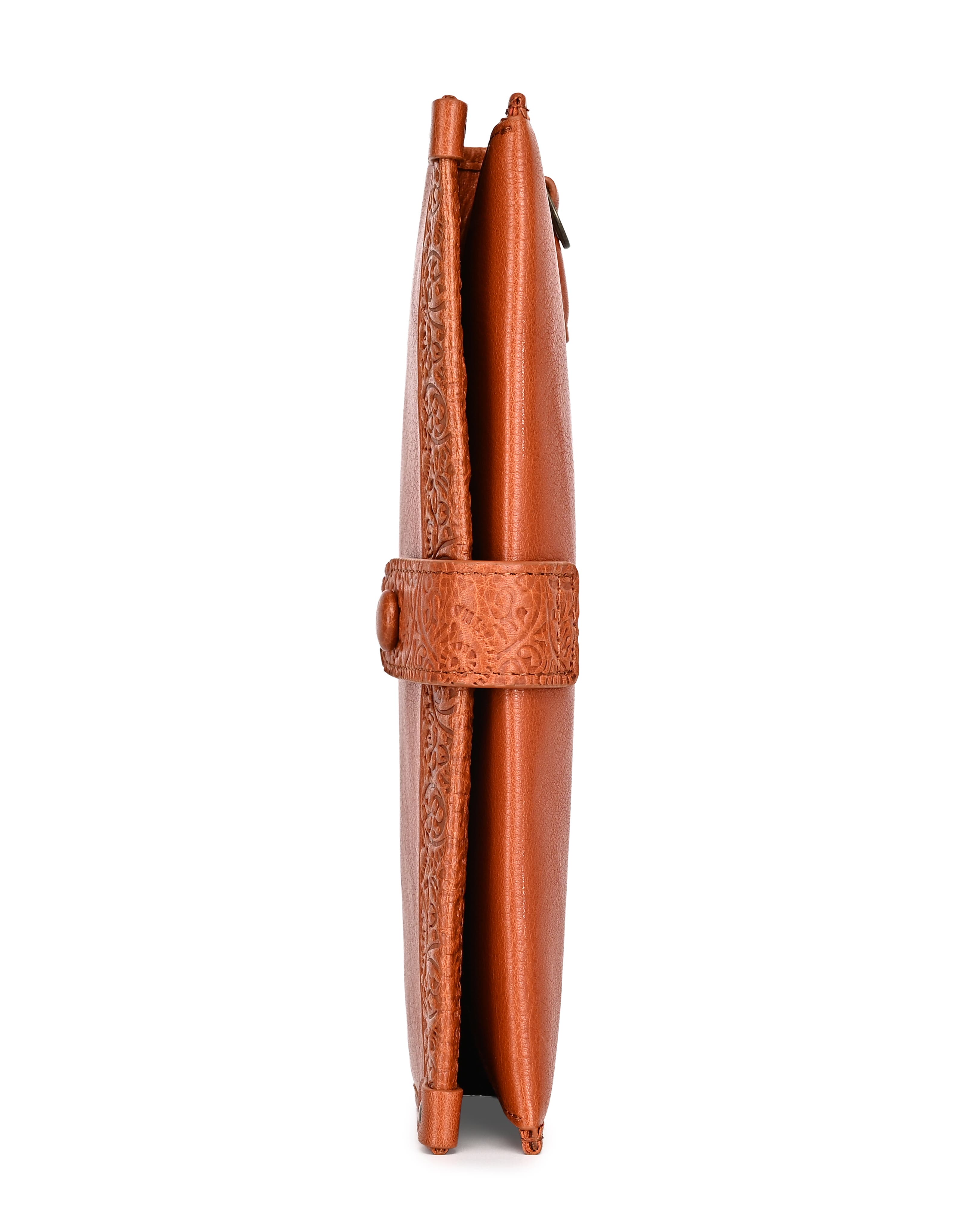 OLD TREND Iris Genuine Leather Modular RFID Wristlet Clutch, Alternate, color, Cognac