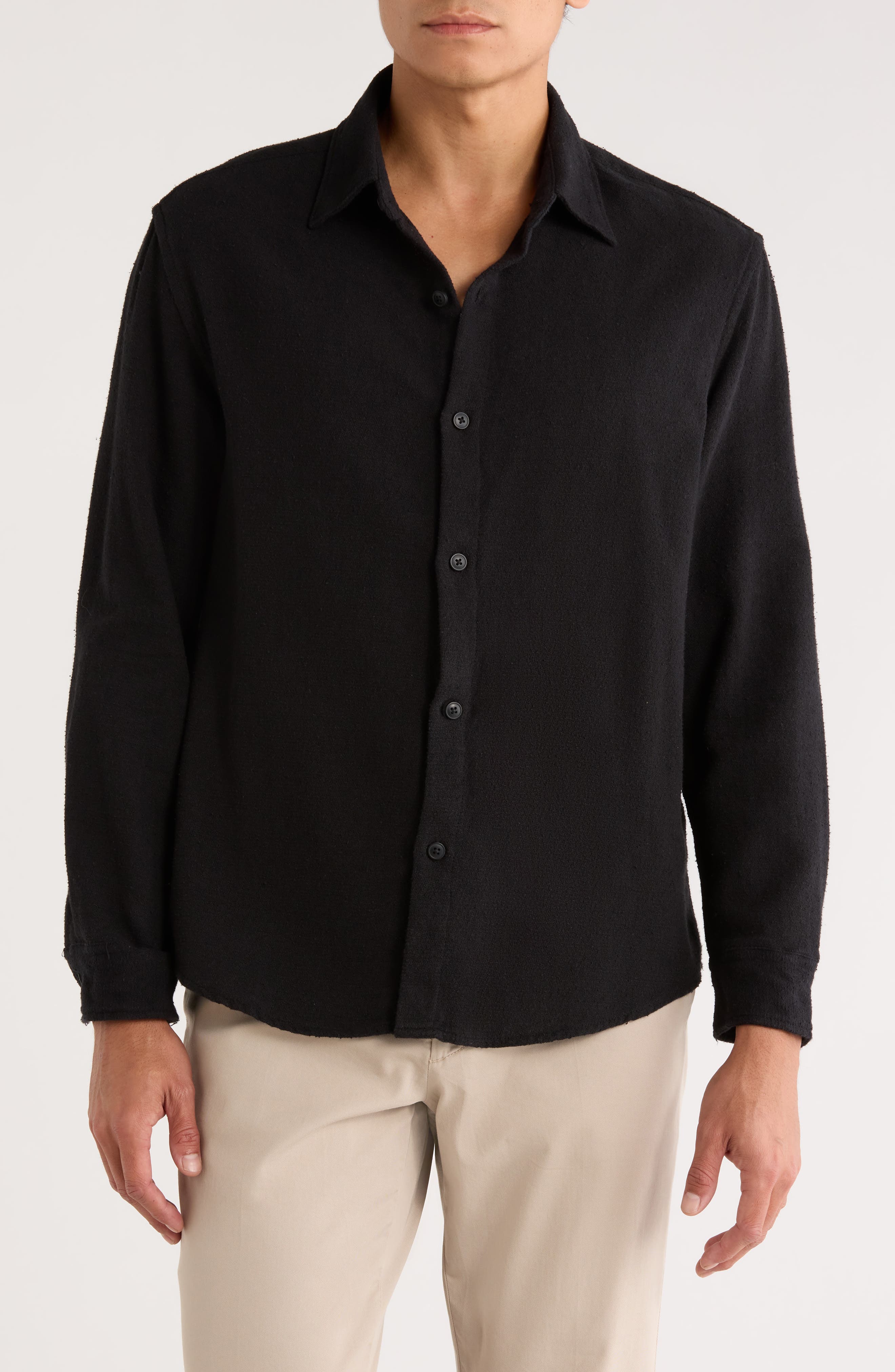 DENIM AND FLOWER Relaxed Fit Textured Button-Up Shirt