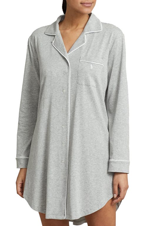 Polo Ralph Lauren Lauren Ralph Lauren Bingham Knits Cotton Sleepshirt In Gray