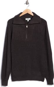 JASON WU Quarter Zip Ribbed Sweater