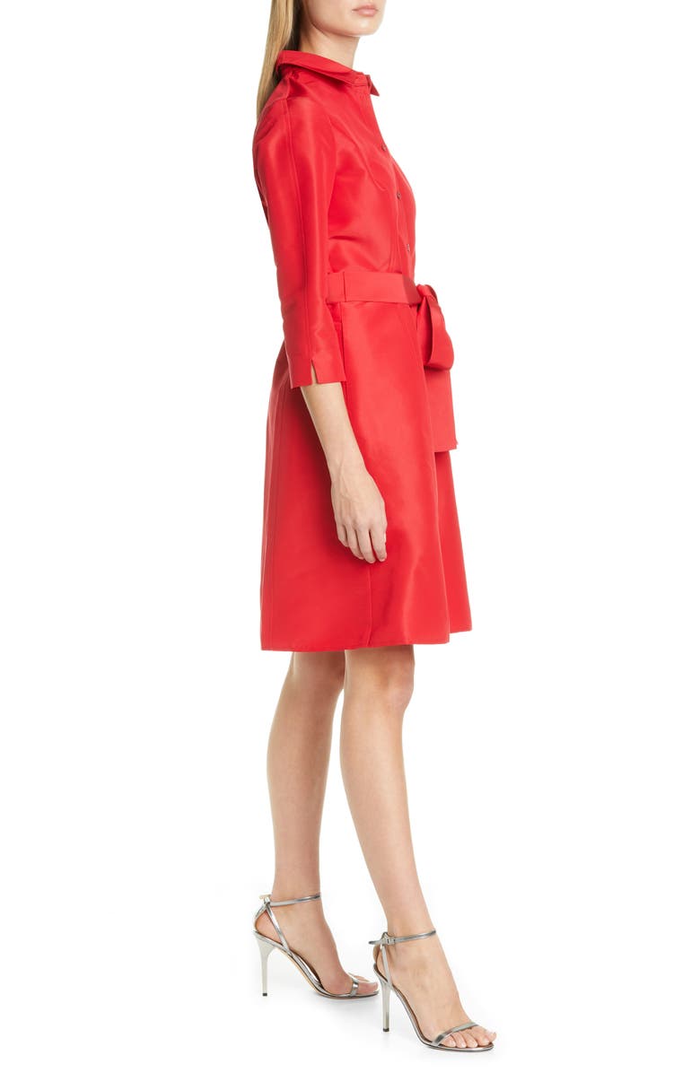 Carolina Herrera Belted Silk Shirtdress, Alternate, color, Icon Red
