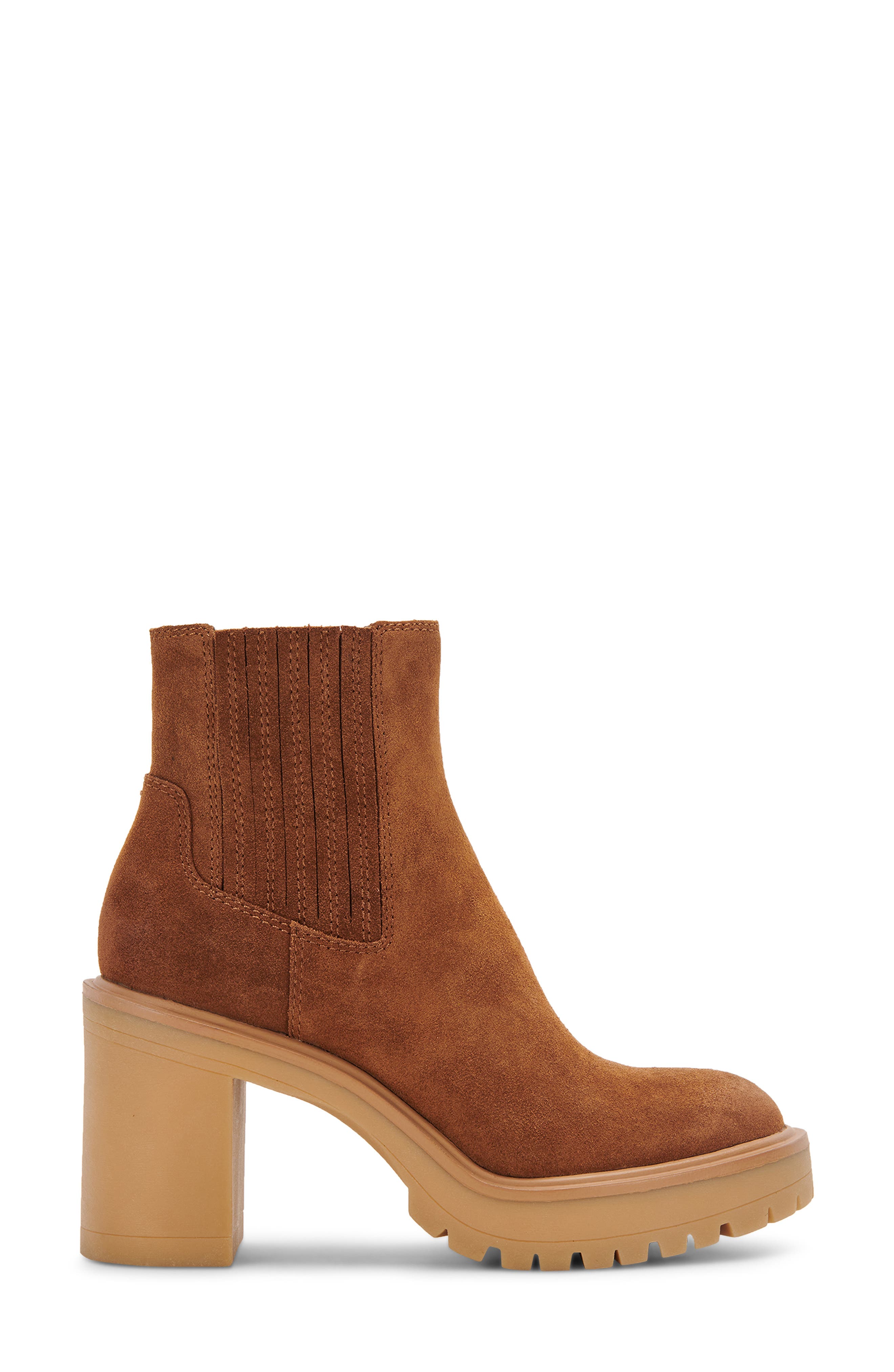 Dolce Vita Caster H2O Waterproof Lug Sole Platform Bootie - Wide Width Available, Alternate, color, Camel Suede H2o