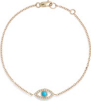 Anzie Evil Eye Turquoise & Pavé Diamond Bracelet