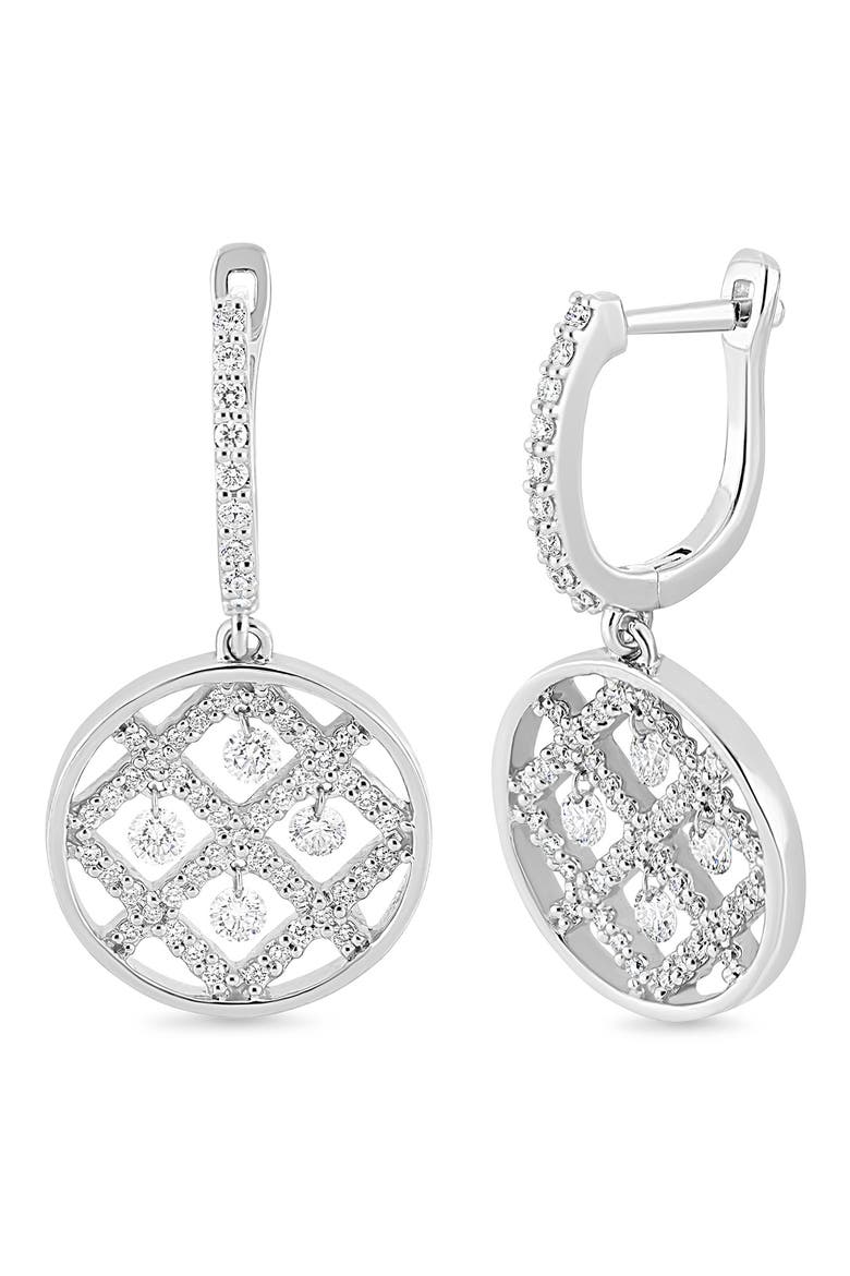 18K Gold Liora Natural Dancing Diamond Circle Drop Earrings, Main, color, 18K WHITE GOLD