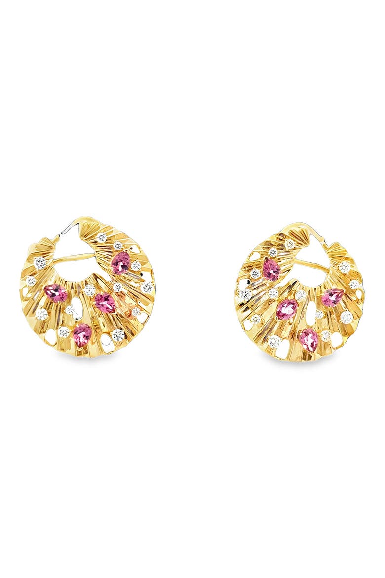 Bahia 18K Gold Diamond & Pink Garnet Earrings, Main, color, PINK/ YELLOW GOLD