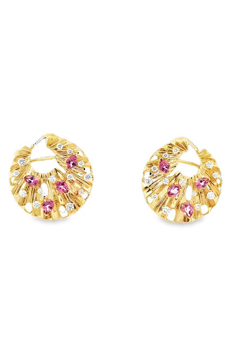 Bahia 18K Gold Diamond & Pink Garnet Earrings