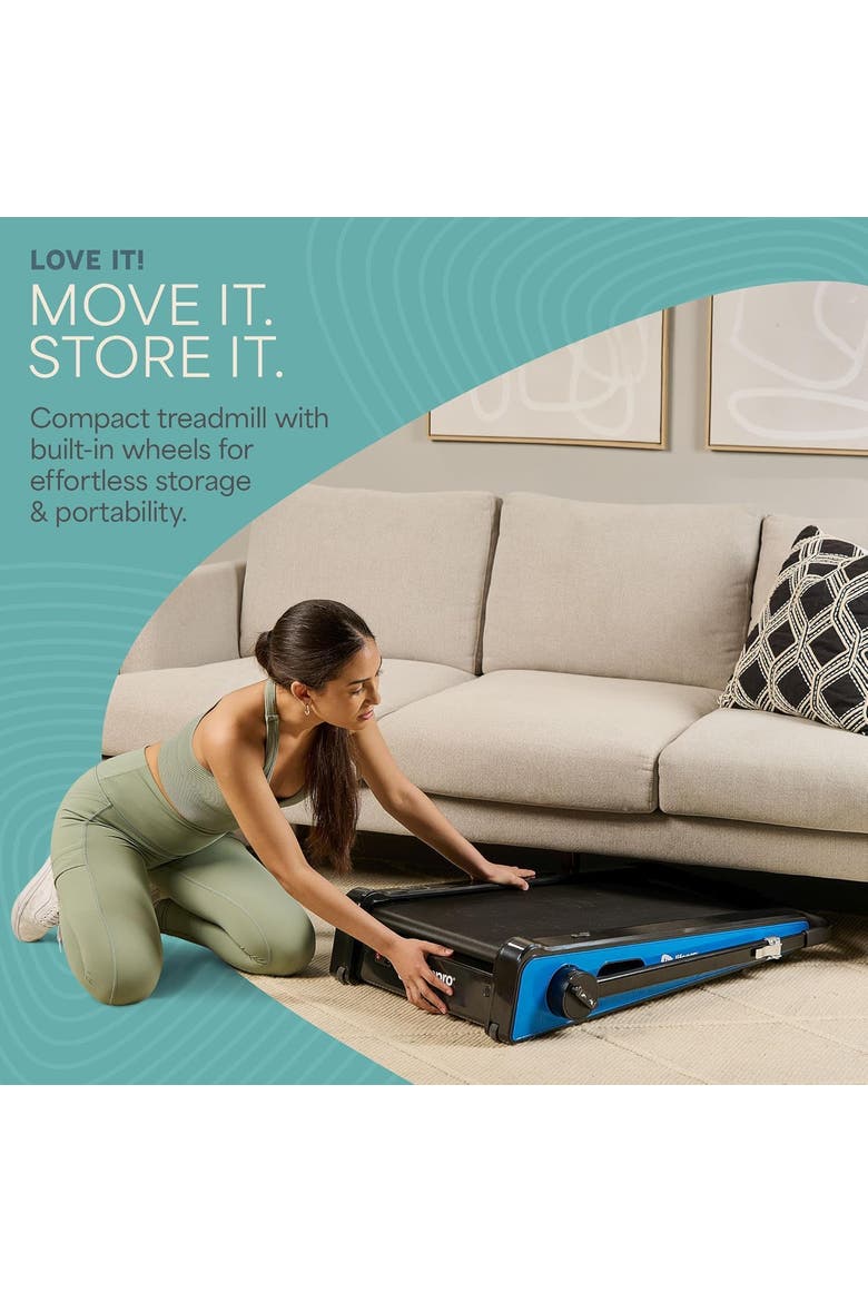Mini Walking Pad Treadmill with Incline  Compact Under Desk Treadmill for Home & Office, Alternate, color, Blue with Handle