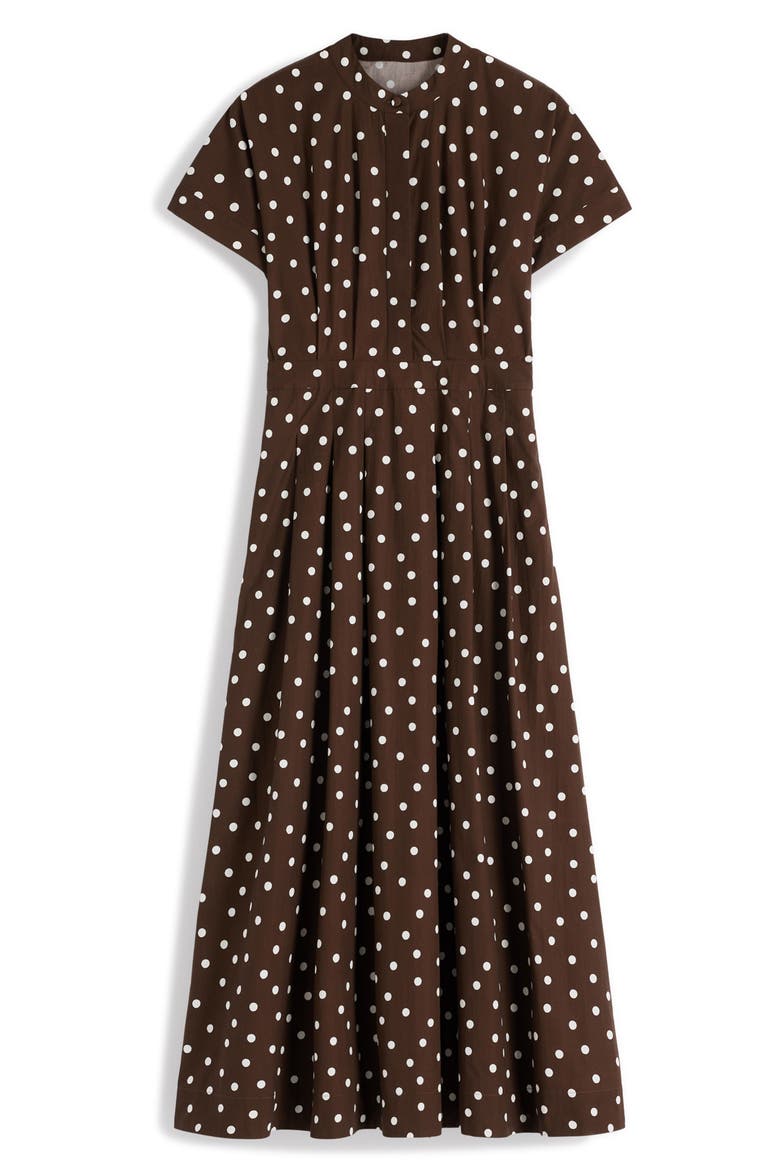 Polka Dot Cotton Poplin Midi Dress, Alternate, color, RAW UMBER, PAINTED DOT SPACED