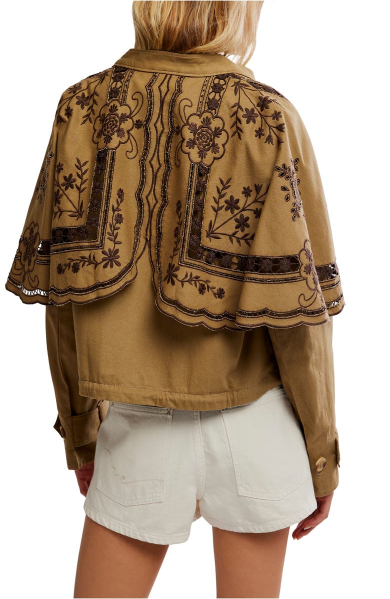 Free People Bali Hideaway Cutwork & Embroidery Cotton Jacket, Alternate, color, Olive Combo