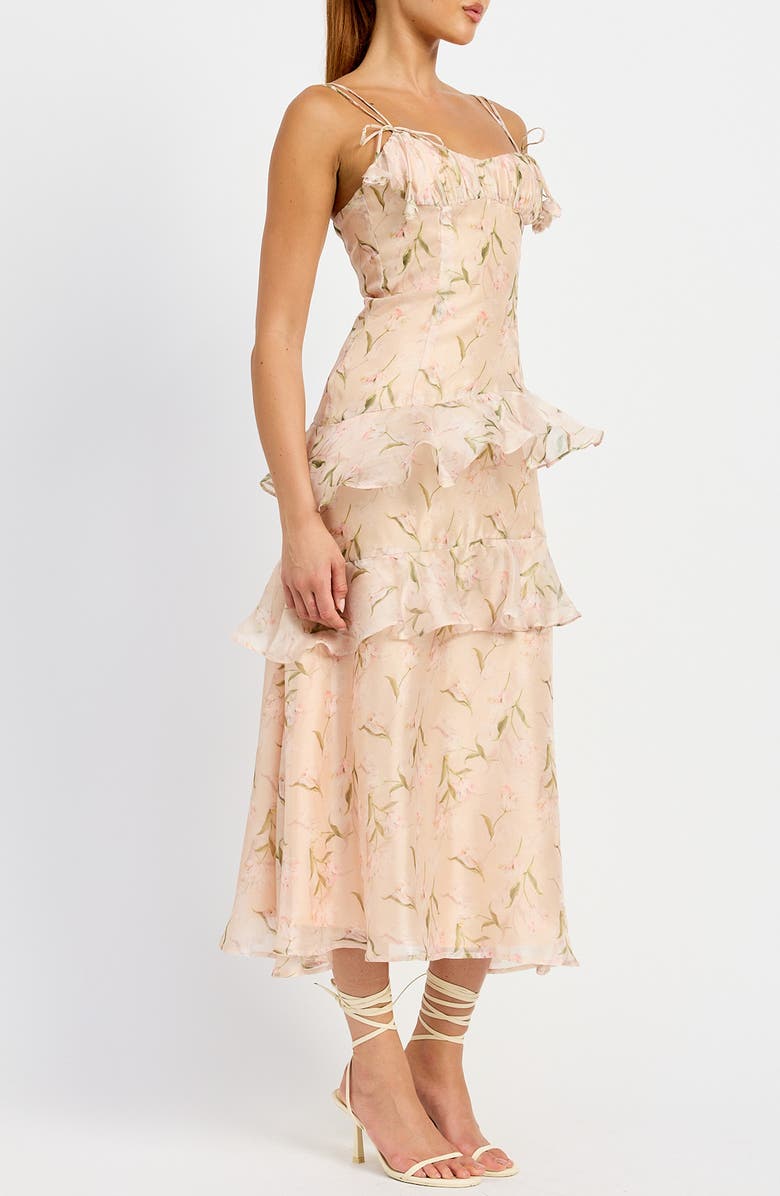En Saison Kimberly Floral Ruffle Detail Midi Dress, Alternate, color, 