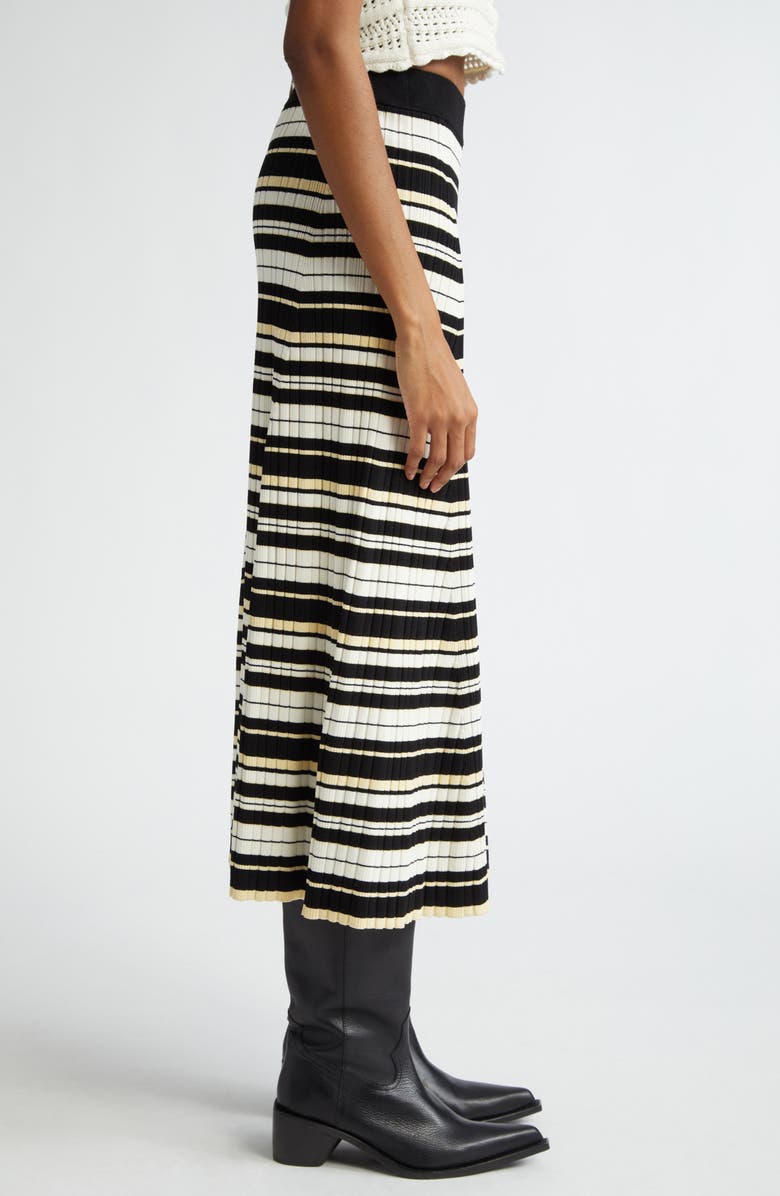 Ganni Futute Rib Stripe Midi Skirt, Alternate, color, Ivory Multicolour