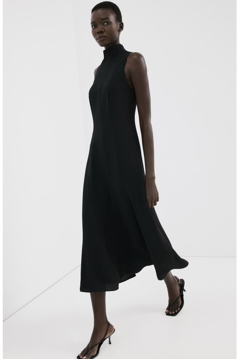 Mock Neck Sleeveless Midi Dress, Alternate, color, BLACK