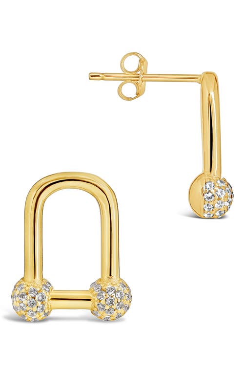 Sterling Forever Sterling Silver Ramzee Cz Stirrup Chain Stud Earrings In Gold