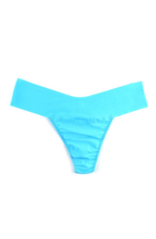 Hanky Panky Breathesoft Natural Rise Thong Underwear In Pacific Blue