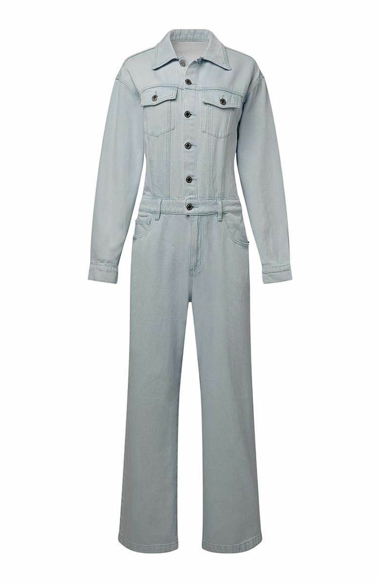 WeWoreWhat Relaxed Denim Jumpsuit, Main, color, Super Light